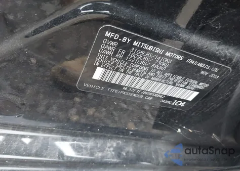 2019 Mitsubishi Mirage G4 Es z USA, uszkodzony, nr VIN ML32F3FJ8KHF06842